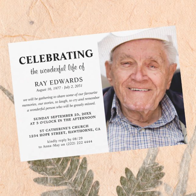 Invitación de memorial de funeral de celebración d (Subido por el creador)