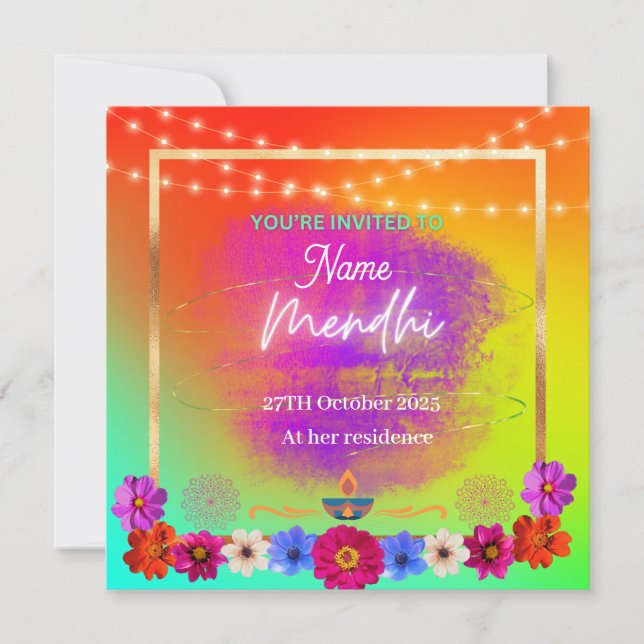 Invitación de Mendhi (Anverso)