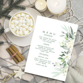 Invitación de menú floral blanco de vegetación mod