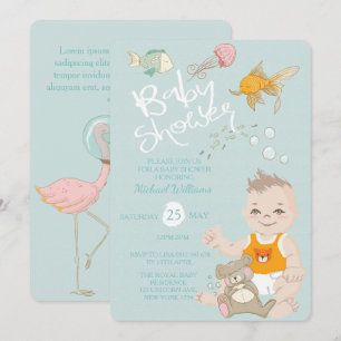 Invitación de Mermaid Ocean Boy Blue Baby Shower