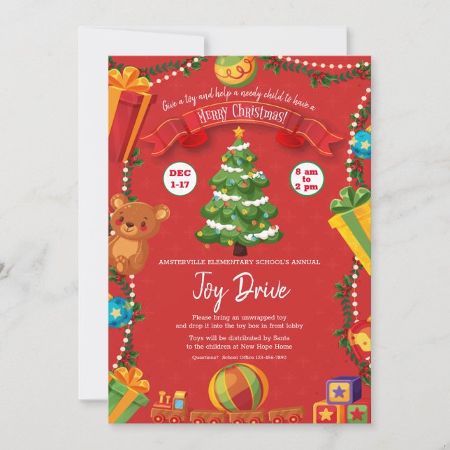Invitación de Merry Christmas Toy Drive (Anverso)