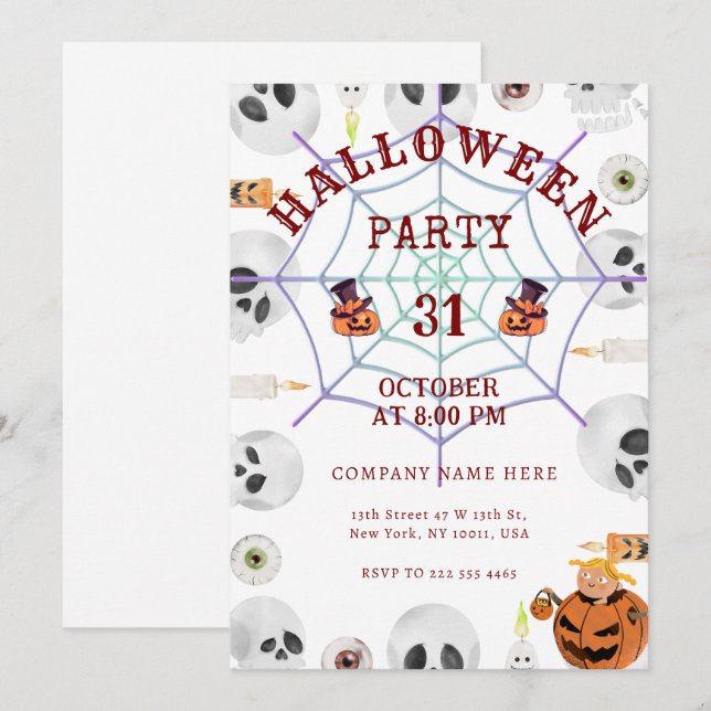 Invitación de mezclador de oficina de Halloween co (Anverso / Reverso)