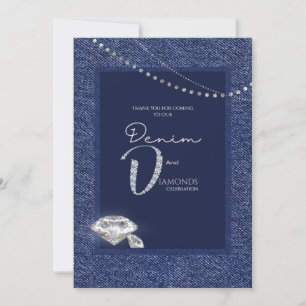 Invitación de mezclilla y diamantes