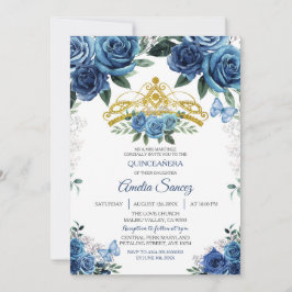 Invitación de Mis Quince Mexicana Azul Marino y Do