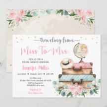 De Miss A Sra. Pink Floral Travel Bridal Shower