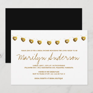 Invitación De Miss To Mrs Modern Gold Bridal Showe