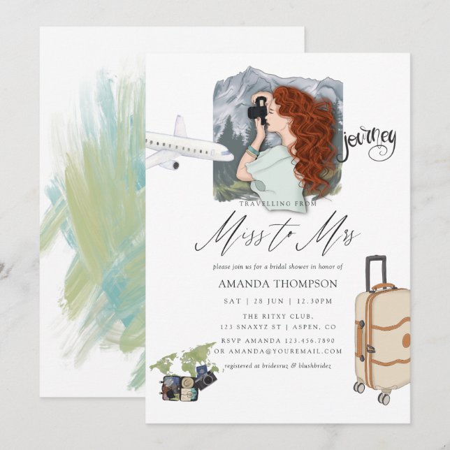 Invitación De Miss To Mrs Travel Bridal Shower (Anverso / Reverso)