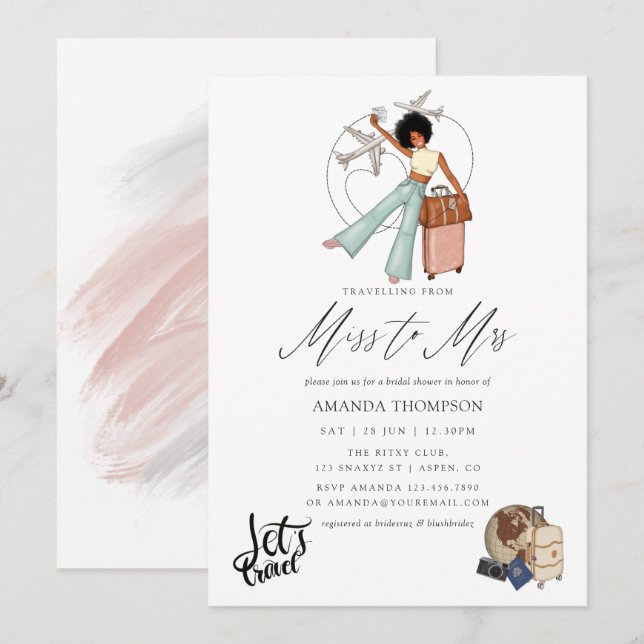 Invitación De Miss To Mrs Travel Bridal Shower (Anverso / Reverso)