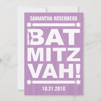 Invitación de Mitzvah de barril grande en morado