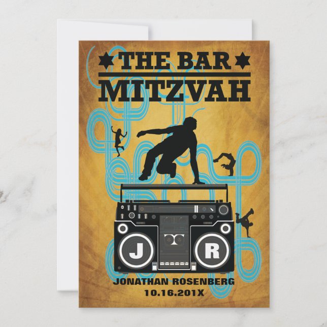 Invitación de Mitzvah de la barra de Hip Hop (Anverso)