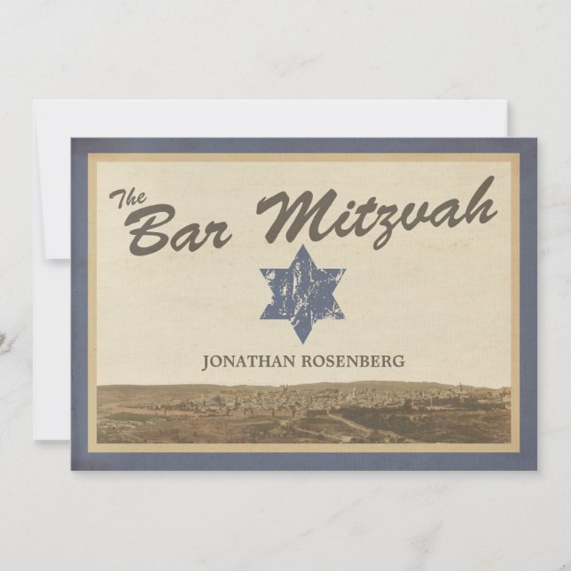 Invitación de Mitzvah de la barra de Jerusalén del (Anverso)