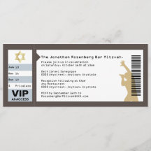 Invitación de Mitzvah de la barra del boleto del