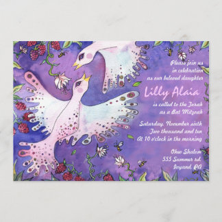 Invitación de Mitzvah del palo de la acuarela de