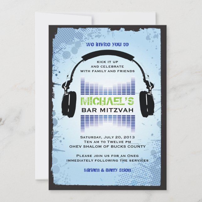 Invitación de Mitzvah del palo de la barra de los (Anverso)