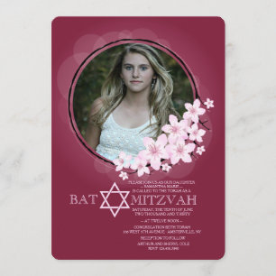 Invitación de Mitzvah del palo de la foto de la