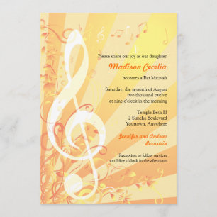 Invitación de Mitzvah del palo de los Clefs de la