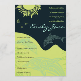 Invitación de Mitzvah del palo de los DELFÍNES del