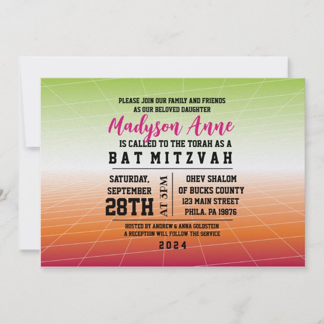 Invitación de Mitzvah para JUEGOS 3D DIGITAL Bar (Anverso)