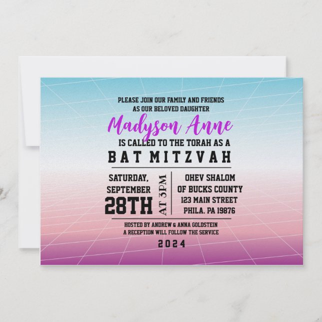 Invitación de Mitzvah para JUEGOS 3D DIGITAL Bar (Anverso)
