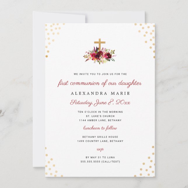 Invitación de moda a la Primera Santa Comunión par (Anverso)