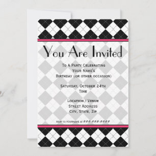 Invitación de moda Black Argyle
