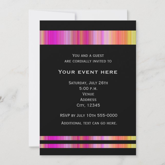 Invitación de moda Black Pink para evento de fiest (Anverso)