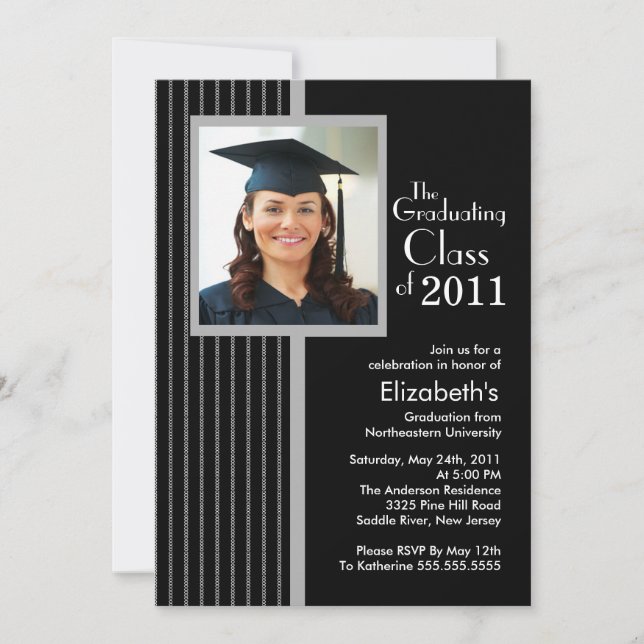 Invitación de moda de la graduación de la foto de (Anverso)