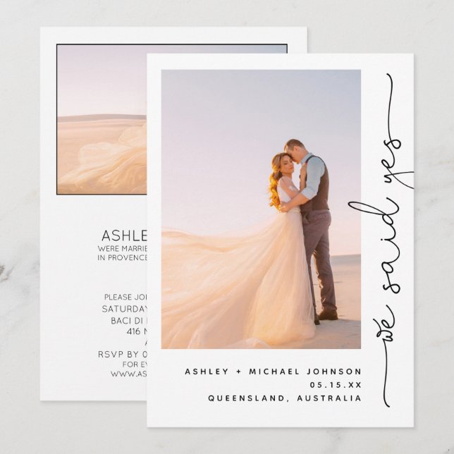 Invitación De Moda Dijimos Sí Recepción Sólo 2 Foto (Anverso / Reverso)