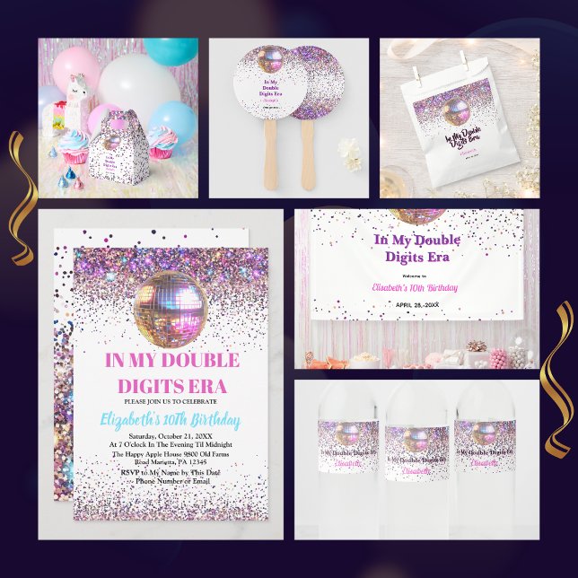 Invitación De moda en mi cumpleaños de la era de los dígitos  (Subido por el creador)