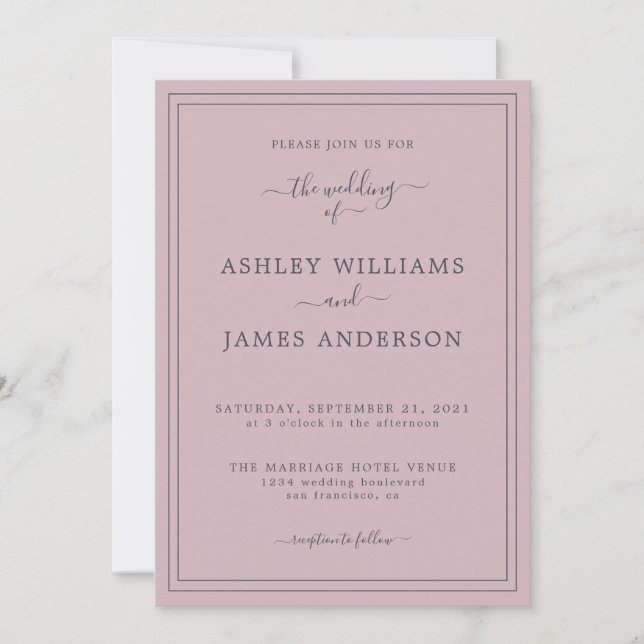 Invitación de moda Script Pastel Purple Wedding (Anverso)
