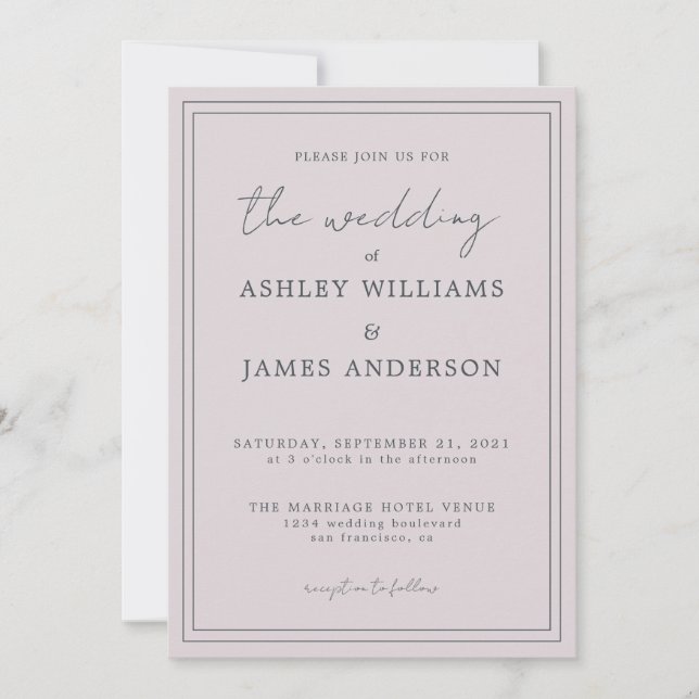 Invitación de moda Script Pastel Purple Wedding (Anverso)