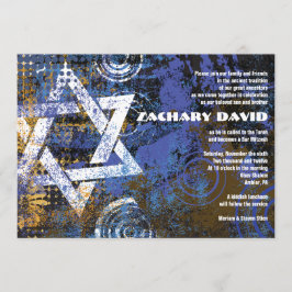 Invitación de Mogen David Circular Star Bar Mitzva