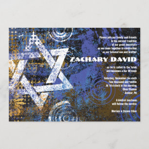 Invitación de Mogen David Circular Star Bar Mitzva