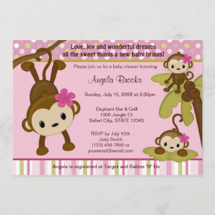 Invitación de MONKEY Baby Shower 3 pequeños monos