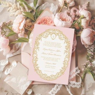 Invitación de Monograma Antiguo París Rosa