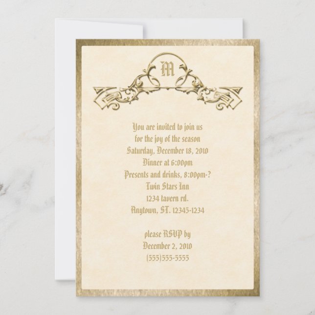 Invitación de monograma con aspecto de relieve en  (Anverso)