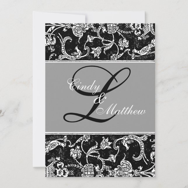 Invitación de Monograma Damasco (Anverso)