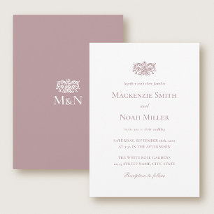 Invitación de Monograma de Boda Elegante Ornata Ro