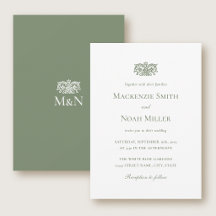 Invitación de Monograma de Boda Elegante Ornata Ve