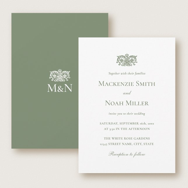 Invitación de Monograma de Boda Elegante Ornata Ve (Subido por el creador)