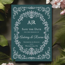 Invitación de Monograma Floral Vintage para Guarda