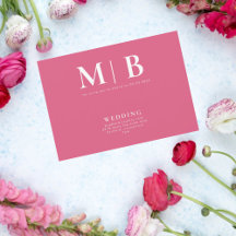 Invitación de Monograma Rosa Elegante y Simple Sin