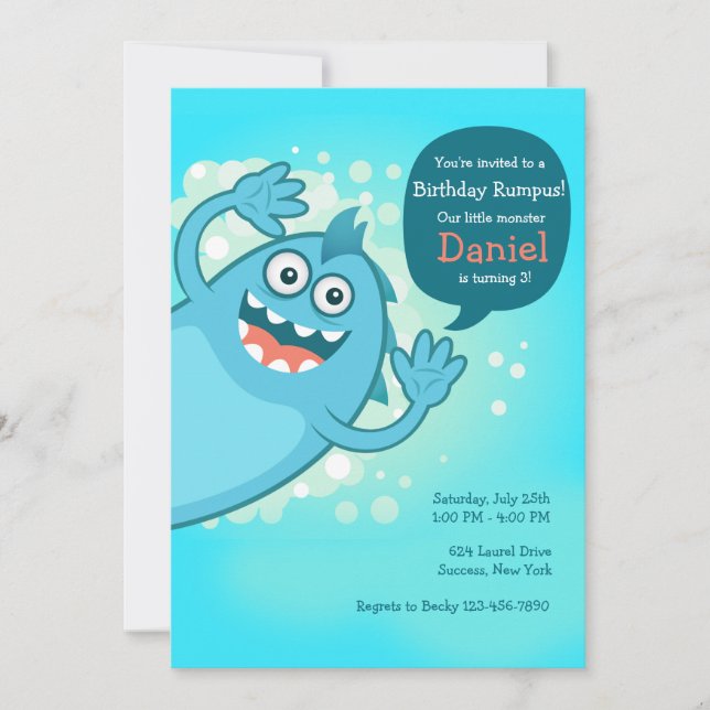 Invitación de Monster Hello (Anverso)