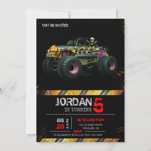 invitación de Monster Truck (Anverso)