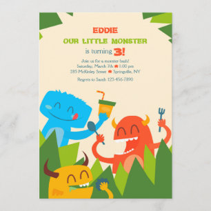 Invitación de Monstruos Comiendo