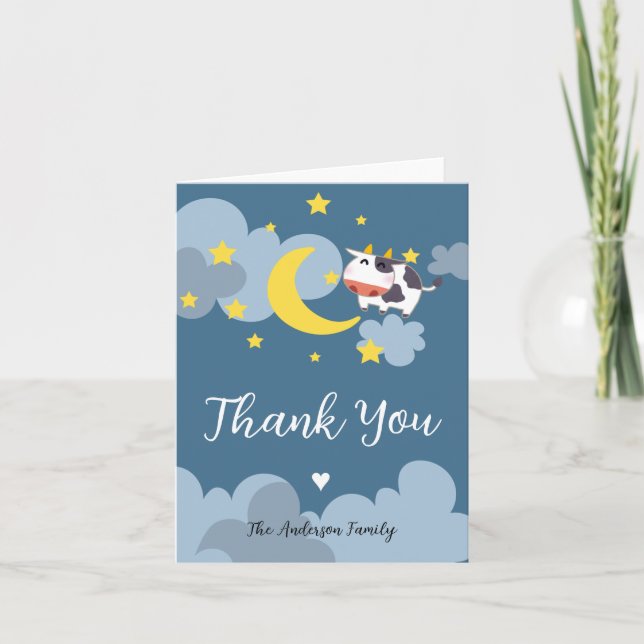 Invitación de Moo Over the Moon Baby Shower (Anverso)