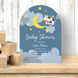 Invitación de Moo Over the Moon Baby Shower