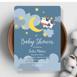 Invitación de Moo Over the Moon Baby Shower