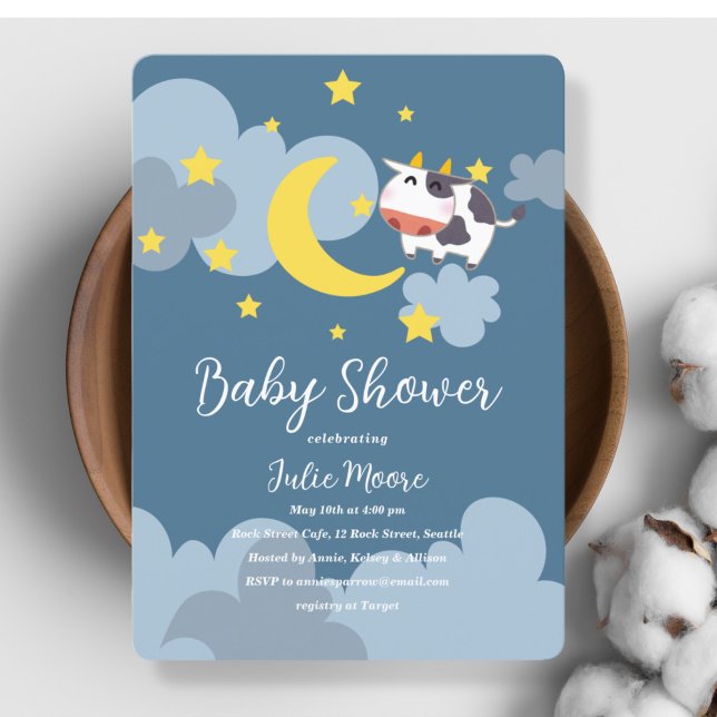 Invitación de Moo Over the Moon Baby Shower (Subido por el creador)