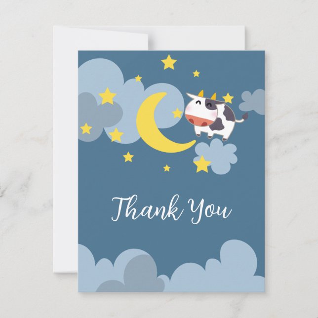 Invitación de Moo Over the Moon Baby Shower (Anverso)